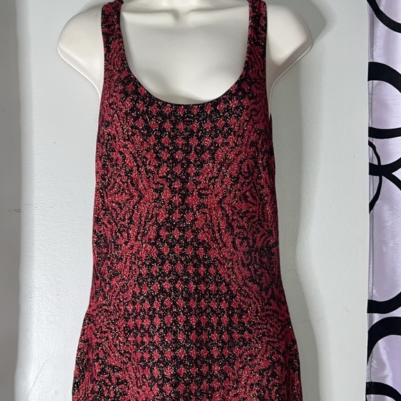 Women's ROCK & REPUBLIC Red Black Stretch Dress Large - Picture 3 of 14
